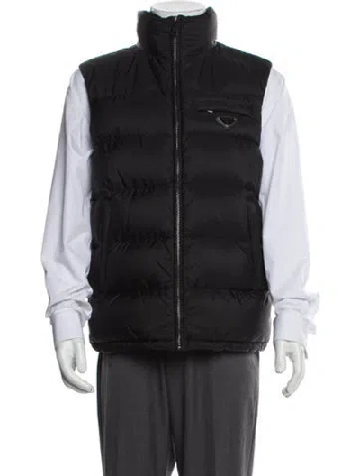 Pre-owned Prada 2019 Enameled Metal Triangle Vest In Black