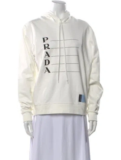 Pre-owned Prada 2019 Graphic Print Hoodie In White