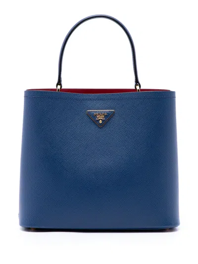 Pre-owned Prada 2019 Large Saffiano Cuir Panier Satchel In Blue