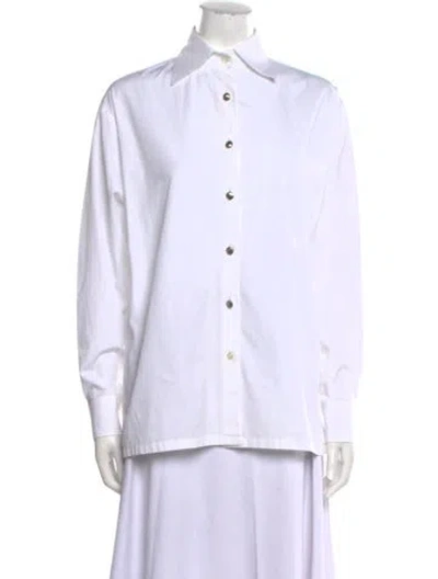 Pre-owned Prada 2019 Long Sleeve Button-up Top In White