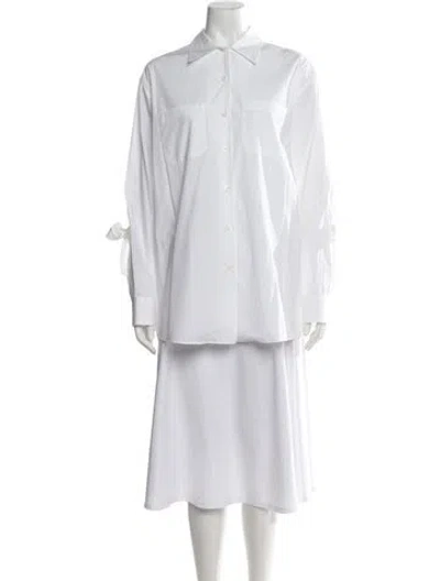 Pre-owned Prada 2019 Long Sleeve Button-up Top In White