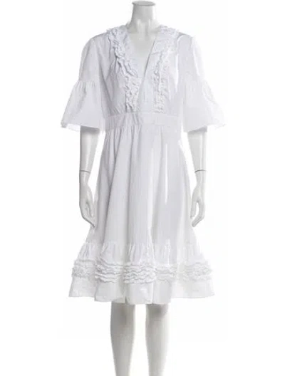 Pre-owned Prada 2019 Midi Length Dress In White