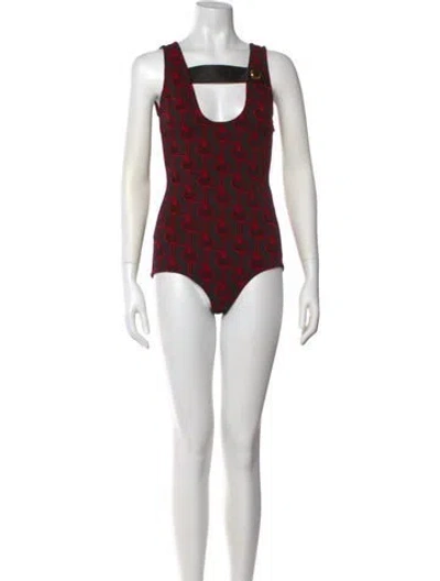 Pre-owned Prada 2019 Patterned Bodysuit In Red