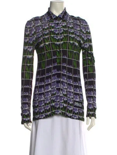 Pre-owned Prada 2019 Printed Button-up Top In Black