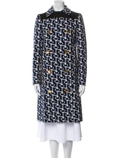 Pre-owned Prada 2019 Printed Trench Coat In Blue