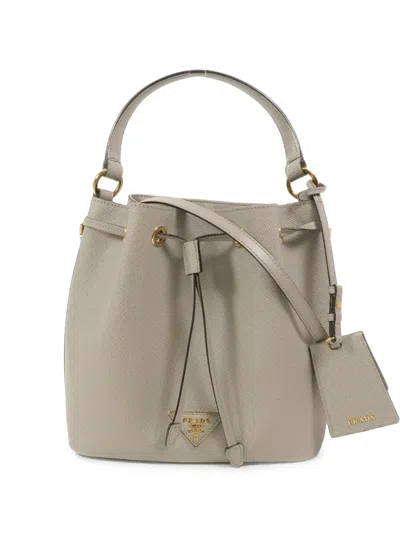 Pre-owned Prada 2019 Saffiano Cuir Bucket Bag In Grey