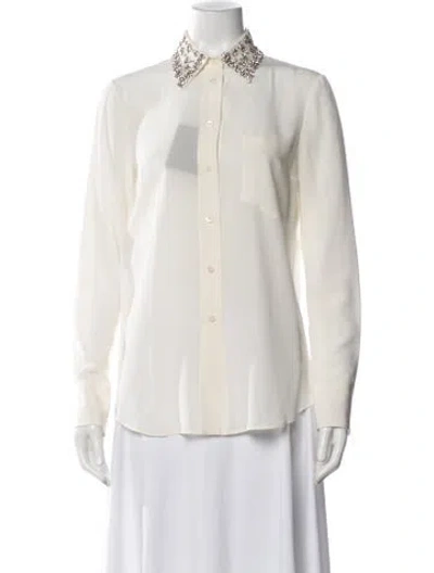 Pre-owned Prada 2019 Silk Button-up Top W/ Tags In Neutral