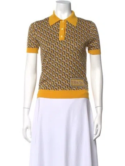 Pre-owned Prada 2019 Silk Polo In Yellow