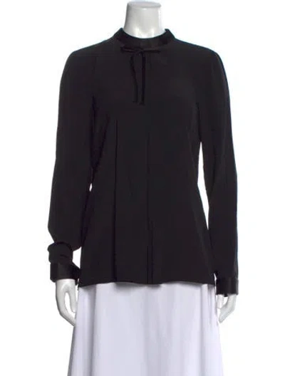 Pre-owned Prada 2019 Tie Neck Blouse In Black