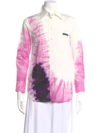 Pre-owned Prada 2019 Tie-dye Print Button-up Top In Multi