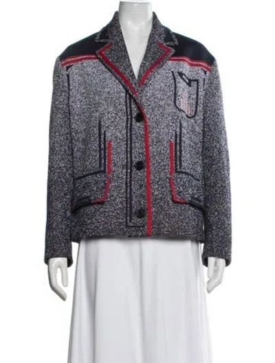 Pre-owned Prada 2019 Tweed Pattern Blazer In Blue