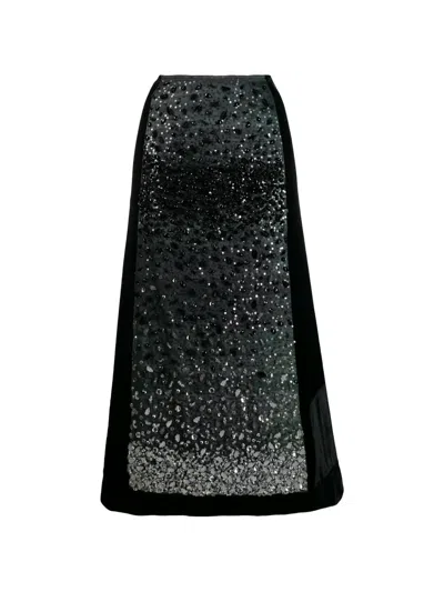 Pre-owned Prada 2019 Velvet Beaded A-line Skirt In Black