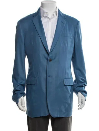 Pre-owned Prada 2019 Virgin Wool Jacket In Blue