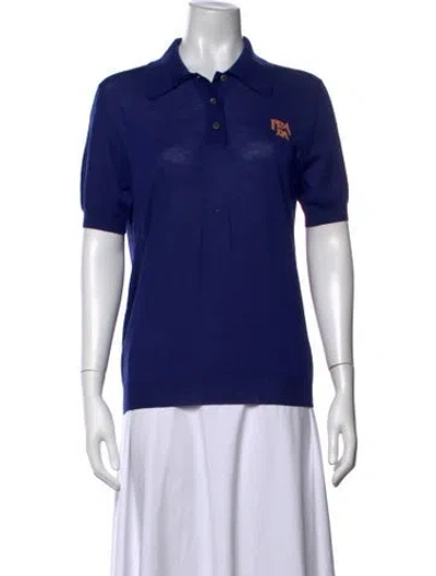 Pre-owned Prada 2019 Virgin Wool Polo In Blue