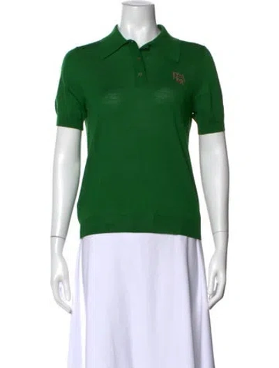 Pre-owned Prada 2019 Virgin Wool Polo In Green