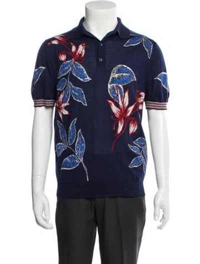 Pre-owned Prada 2019 Virgin Wool Polo Shirt In Blue
