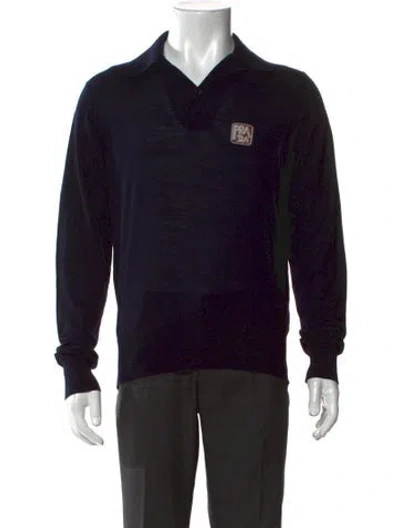 Pre-owned Prada 2019 Virgin Wool Polo Sweater In Black