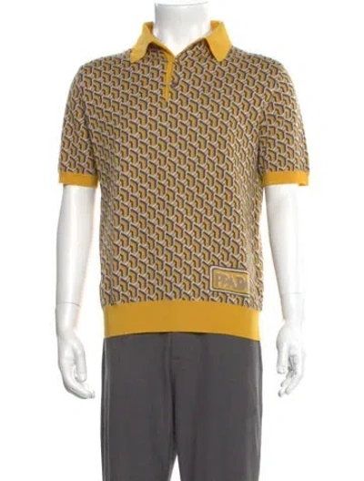 Pre-owned Prada 2019 Virgin Wool Polo Sweater In Yellow