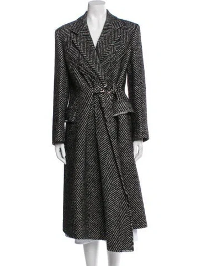Pre-owned Prada 2019 Virgin Wool Trench Coat In Black