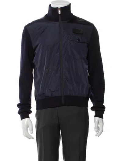 Pre-owned Prada 2019 Virgin Wool Windbreaker In Blue