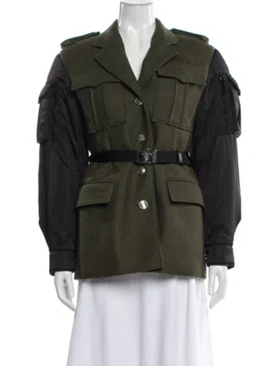 Pre-owned Prada 2019 Wool Peacoat In Green