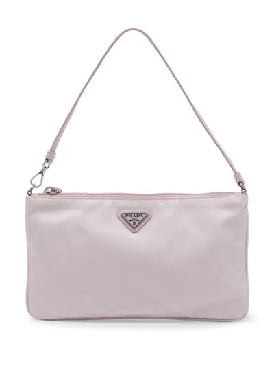 Pre-owned Prada 2019-2026 Mini Re Nylon Pochette Shoulder Bag In 粉色