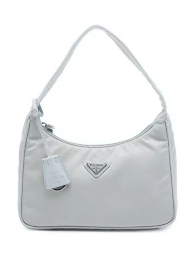 Pre-owned Prada 2019-2026 Mini Tessuto Re Edition 2000 Shoulder Bag In 蓝色