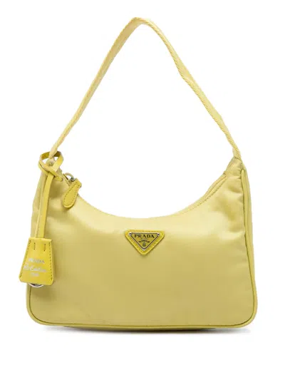 Pre-owned Prada 2019-2026 Mini Tessuto Re Edition 2000 Shoulder Bag In 黄色