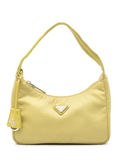 Pre-owned Prada 2019-2026 Mini Tessuto Re Edition 2000 Shoulder Bag In Yellow