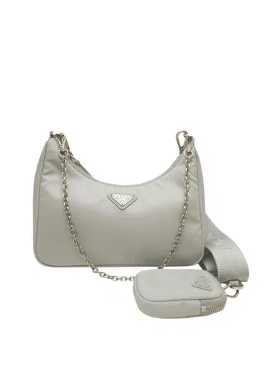 Pre-owned Prada 2019-2026 Re Nylon Re Edition 2005 Satchel In Grey
