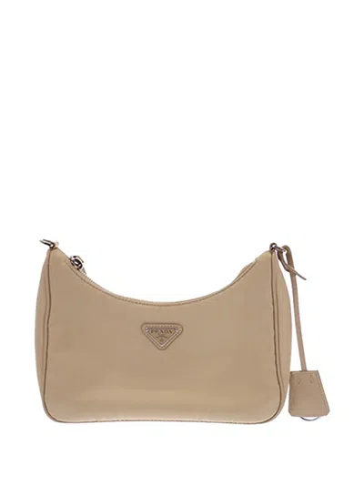 Pre-owned Prada 2019-2026 Re Nylon Re Edition 2005 Satchel In Neutrals