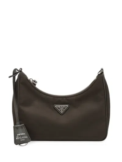 Pre-owned Prada 2019-2026 Saffiano Trimmed Re Nylon Re Edition 2005 Satchel In Brown
