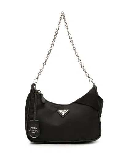 Pre-owned Prada 2019-2026 Tessuto Re Edition 2005 Satchel In Black