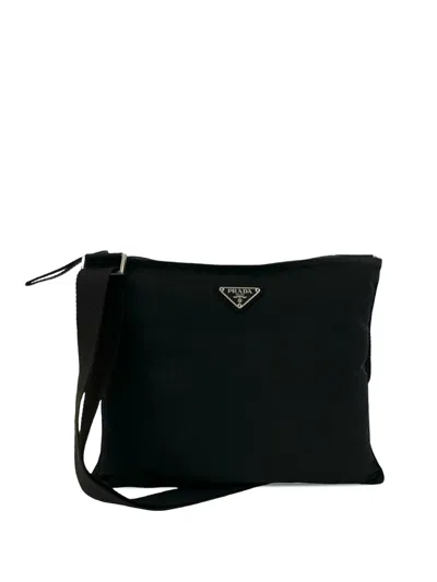 Pre-owned Prada 2019-2026 Tessuto Zip Top Crossbody Bag In Black