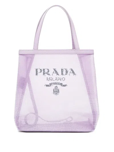 Pre-owned Prada 2020-2023s Logo-print Tote Bag In Purple