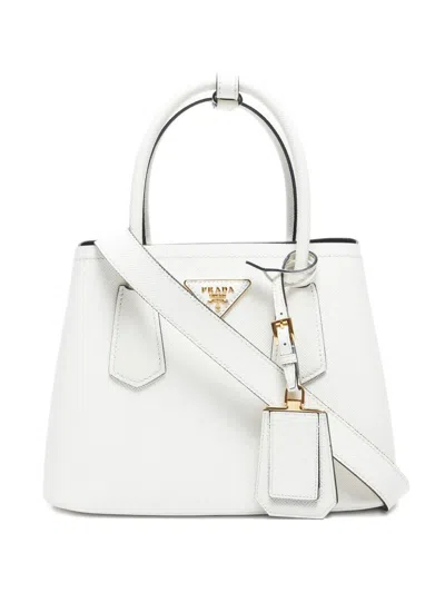 Pre-owned Prada 2020-2024 Saffiano-leather Two-way Tote Bag In White