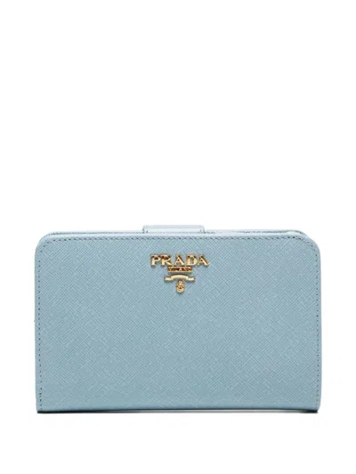 Pre-owned Prada 2020-2024 Saffiano Leather Wallet In Blue