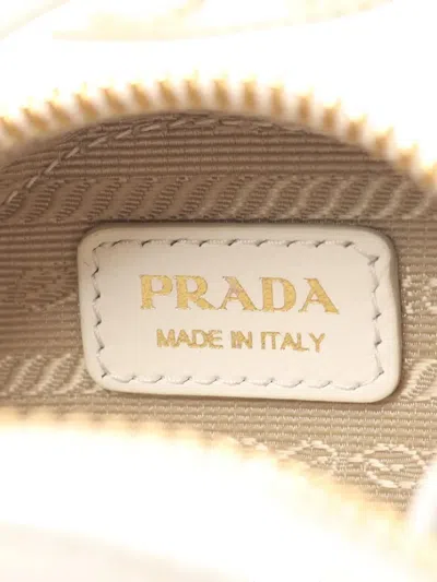 Pre-owned Prada 2020-2025 Mini Saffiano Triangle Pouch Satchel In White