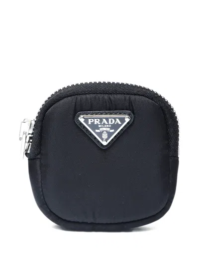 Pre-owned Prada 2020-2025 Mini Zip Coin Purse In Black