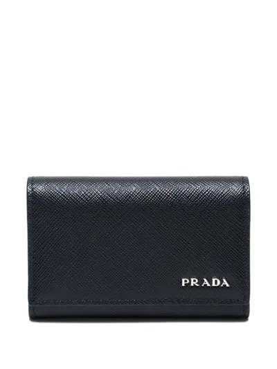 Pre-owned Prada 2020-2025 Saffiano Leather Keyholder In Black