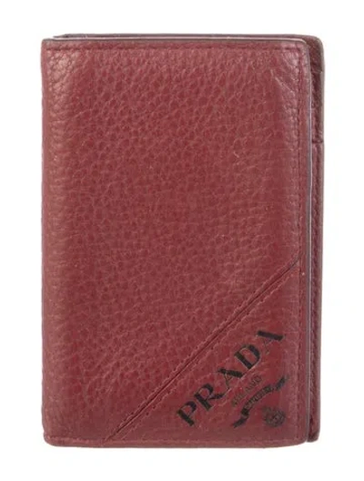 Pre-owned Prada 2020 Card Holder In Burgundy
