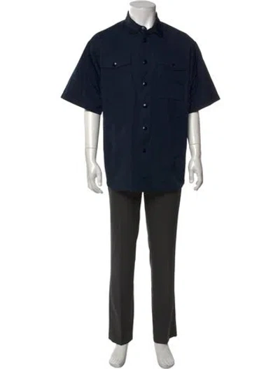 Pre-owned Prada 2020 Enameled Metal Triangle Shirt In Blue