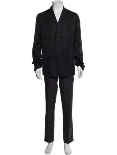 Pre-owned Prada 2020 Enameled Metal Triangle Utility Jacket W/ Tags In Black