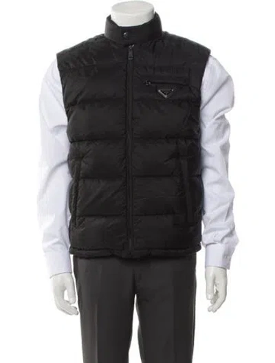 Pre-owned Prada 2020 Enameled Metal Triangle Vest In Black