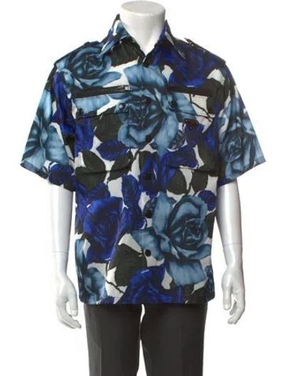 Pre-owned Prada 2020 Floral Print Shirt In Blue