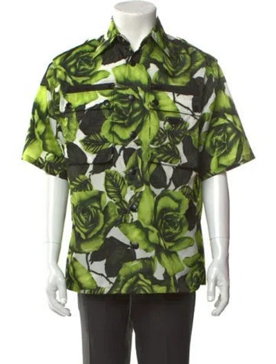 Pre-owned Prada 2020 Floral Print Shirt In Green