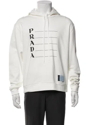 Pre-owned Prada 2020 Graphic Print Hoodie In White