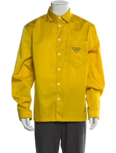 Pre-owned Prada 2020 Graphic Print Utility Jacket In Yellow
