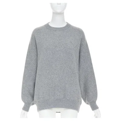 Pre-owned Prada 2020 Grey Melange Cashmere Knit Triangle Patch Pullover Sweater It42 M In Gray