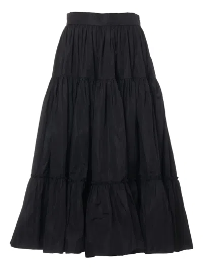 Pre-owned Prada 2020 Layered Maxi Skirt In Black